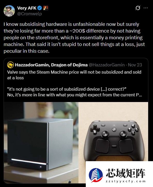 游戏开发商呼吁V社赔本赚吆喝