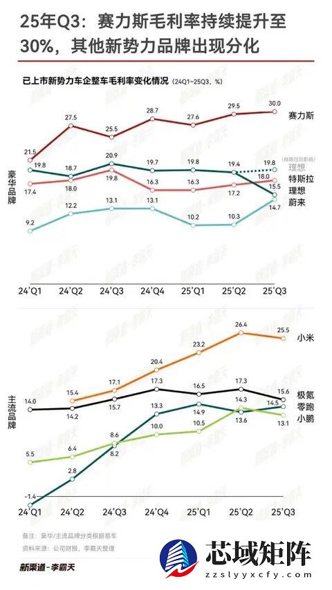 赛力斯毛利率领跑新势力，小米汽车快速崛起