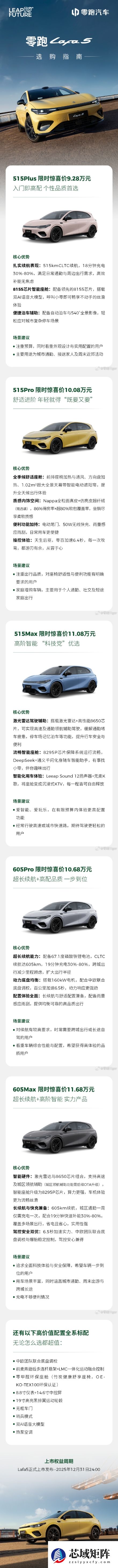 一图看懂:纯电钢炮零跑Lafa5五款车型到底如何选