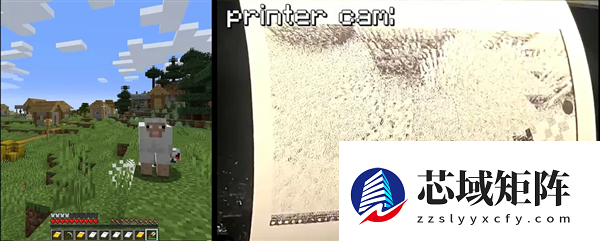疯狂玩家脑洞大开：用打印机当显示器玩《我的世界》！每秒才0.5帧