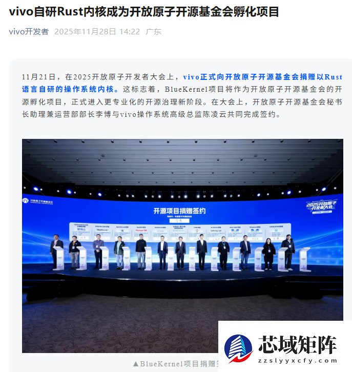 vivo捐出自研Rust内核BlueKernel,助力开源生态发展