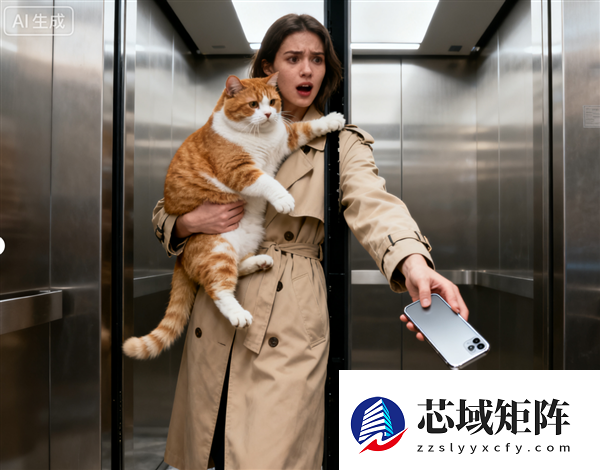 女子抱猫进电梯手机掉进电梯缝  急中生智取出手机