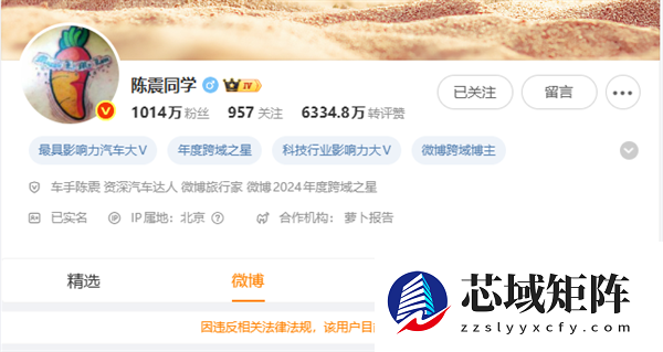 车圈网红陈震被全平台禁言！小号回应：好好反思一下