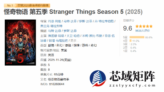 怪奇物语第五季上线，评分高达9.6，威尔成最终章核心引爆剧情高潮