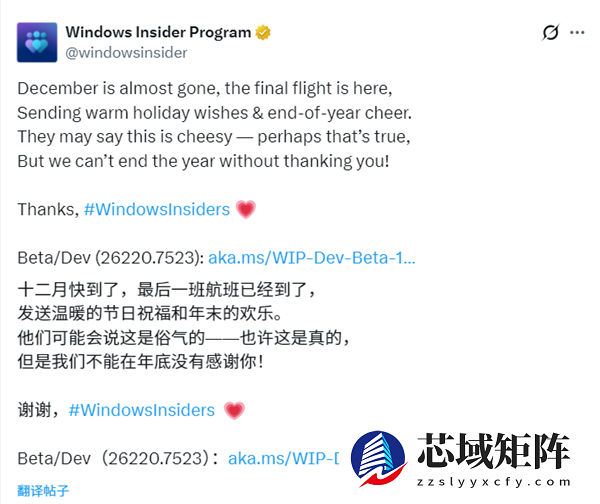 团队准备休假：Windows Insider 2026年前没有新版本了
