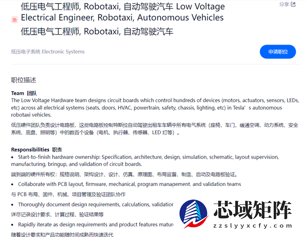 特斯拉上海急招Robotaxi人才