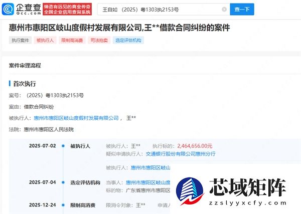 246万元案款未履行 王自如再被限制高消费