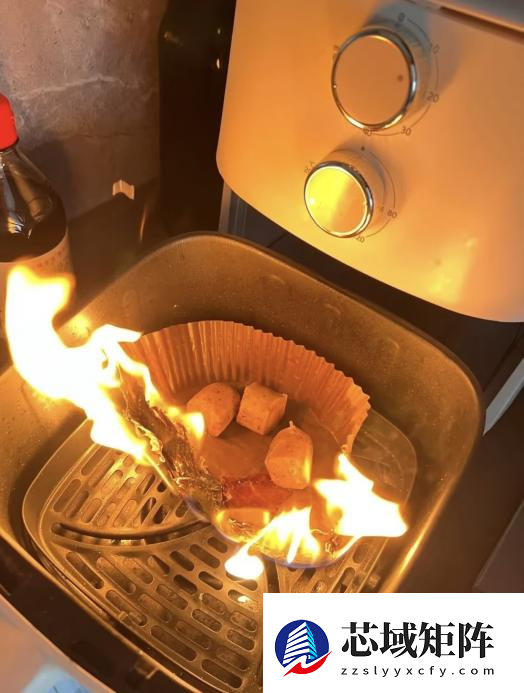 油纸别乱买！女子空气炸锅垫纸烤肠直接起火