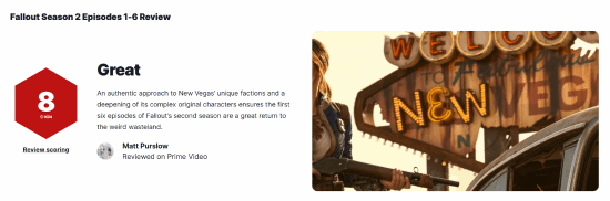 辐射第二季前六集获8分好评，叙事升级致敬经典