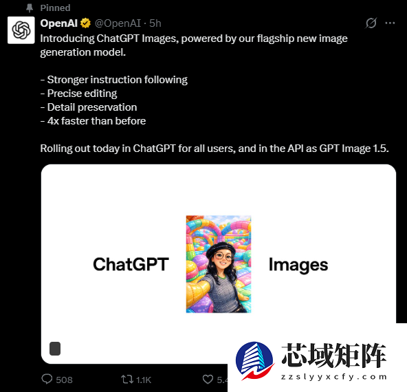 OpenAI发布GPT Image 1.5，全面升级图像生成能力并开放免费用户使用