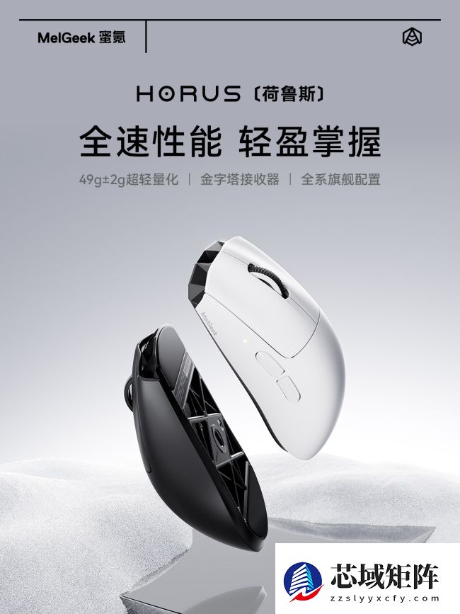 MelGeek 首款鼠标荷鲁斯发布：54L + PAW3950，底面镂空模具 49g
