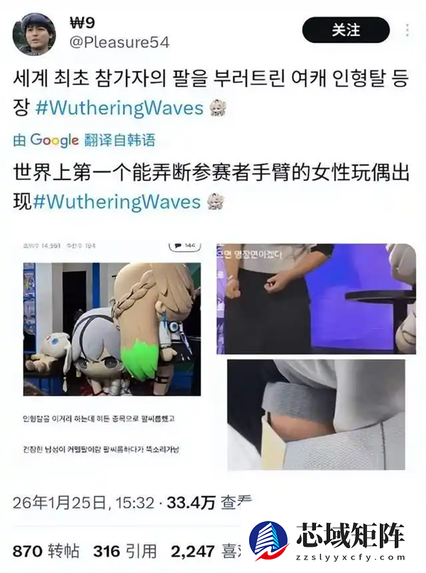 韩国玩家挑战《鸣潮》吉祥物椿：比赛掰手腕没曾想直接骨折！