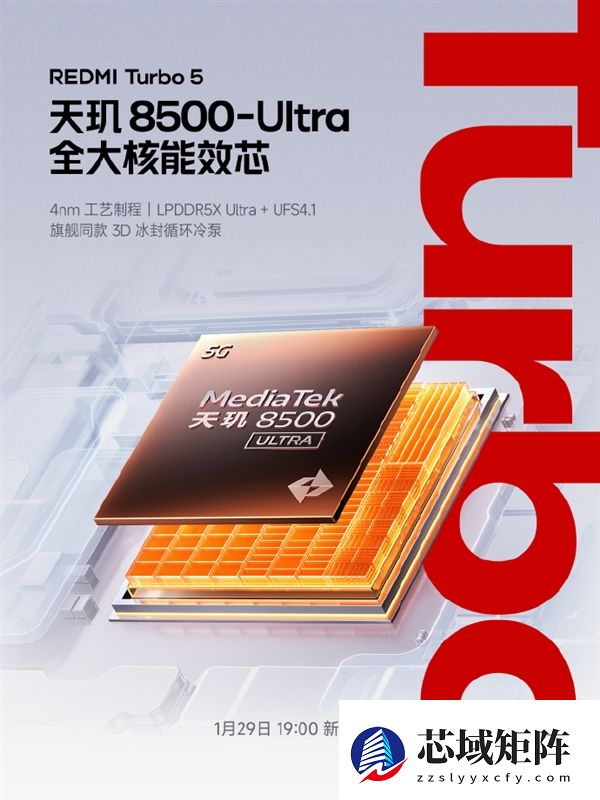 REDMI Turbo 5官宣首批搭载天玑8500-Ultra 2K档罕见全大核架构