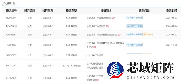 长安UNI-T车机中控屏触摸失灵！车主集体投诉：出了质保就坏