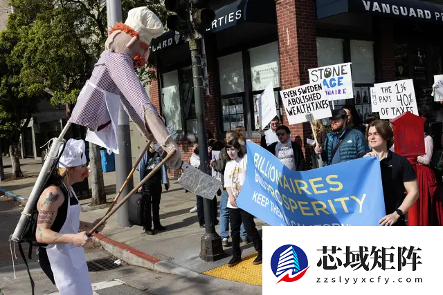 加州“亿万富翁游行”仅数十人参加，现场记者比参与者还多