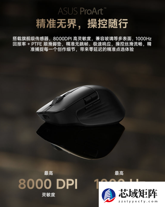 华硕创意国度 ProArt MD301 办公鼠标发售：即插式微动仓、180 天续航，599 元