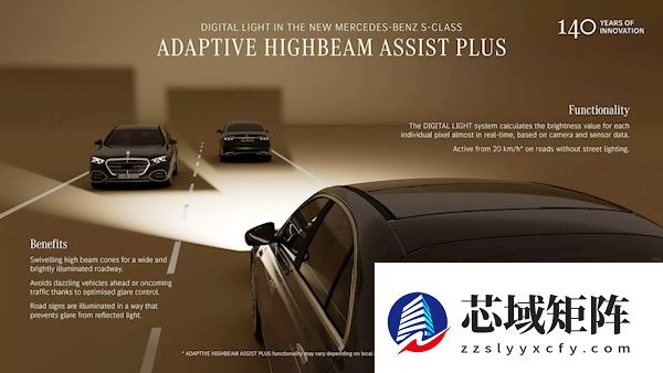 新款奔驰S级车灯搭载5万颗LED：照射距离605米 照明区域提升40%