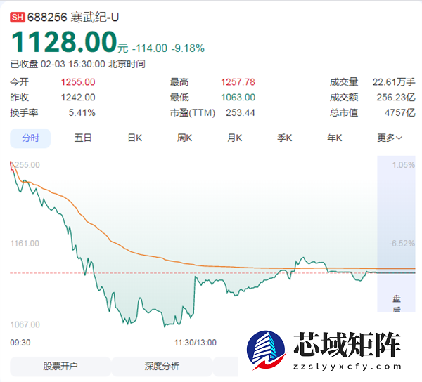 寒武纪惊魂大跌！半日市值蒸发700亿 辟谣也难挡资金出逃