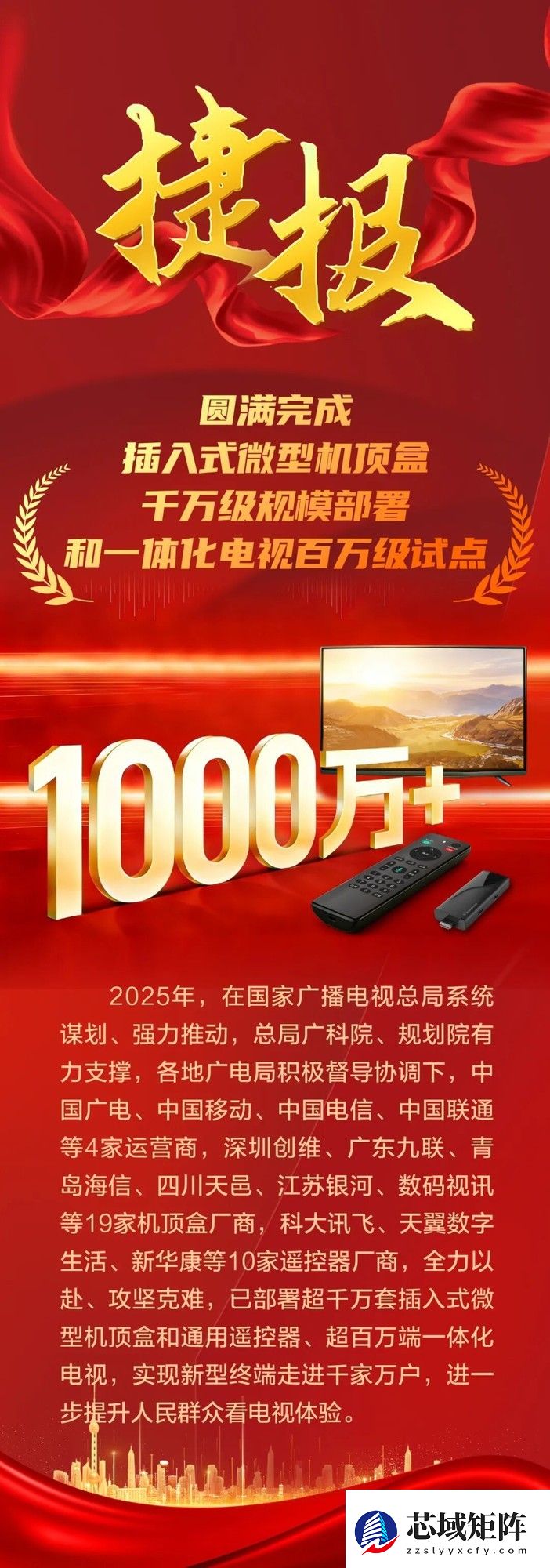 2025年千万级微型机顶盒部署完成 一体化电视试点突破百万