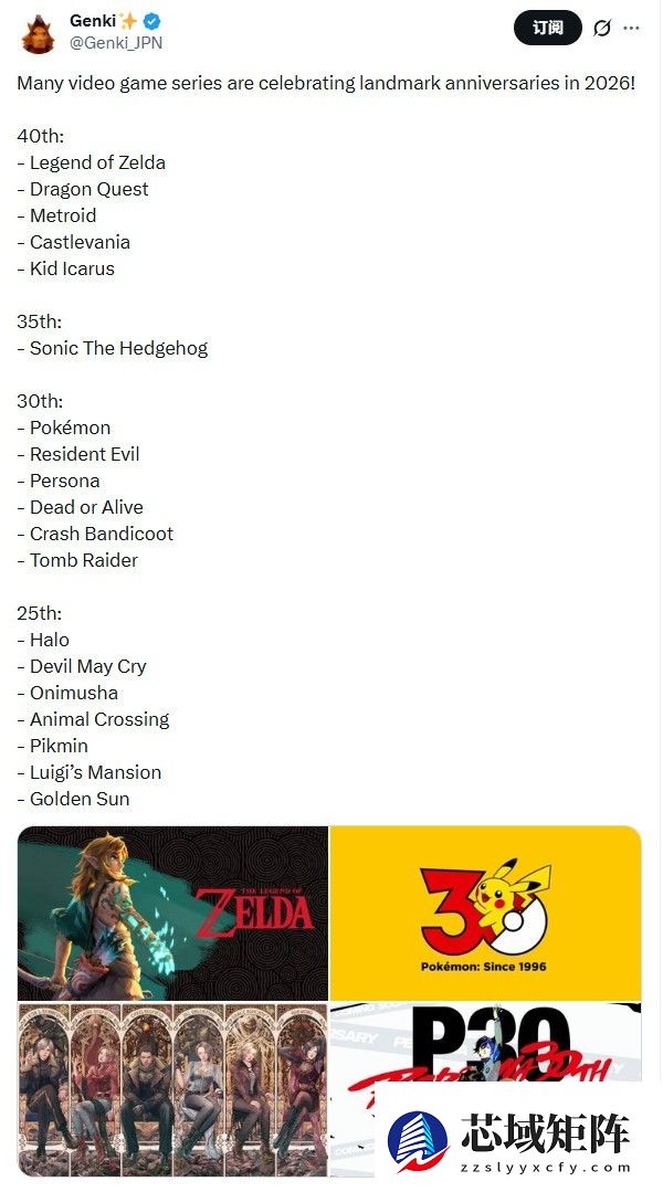 2026年游戏周年庆典：多款经典系列齐聚纪念之年