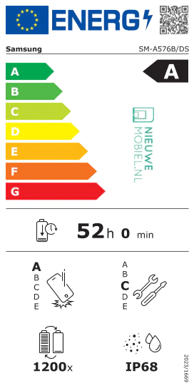 三星 Galaxy A37/A57 手机能效标签曝光：续航猛增，循环寿命调至 1200 次