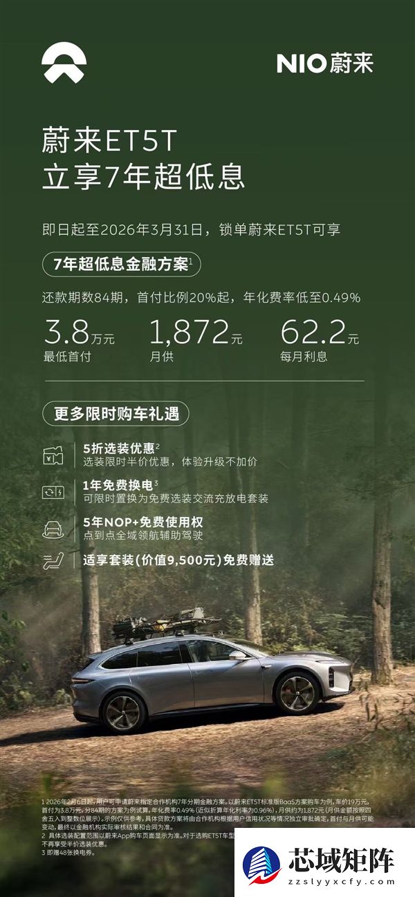 蔚来3月限时推7年超低息方案：首付低至3.8万元 每天利息仅2元